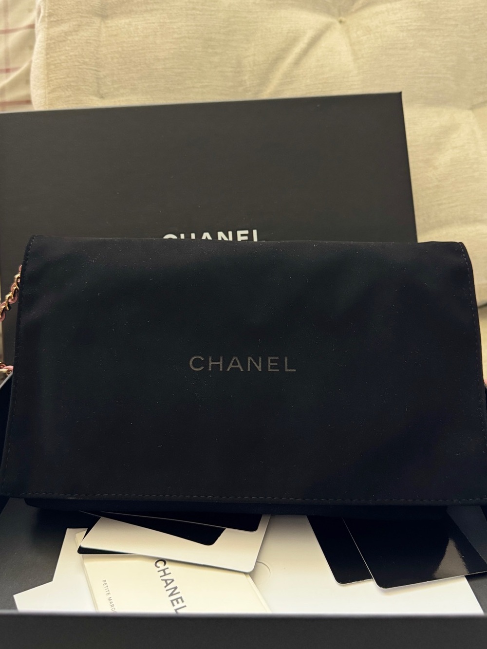 CHANEL Pink Quilted Caviar Leather Wallet Crossbody with Chain - Picture 10 of 10